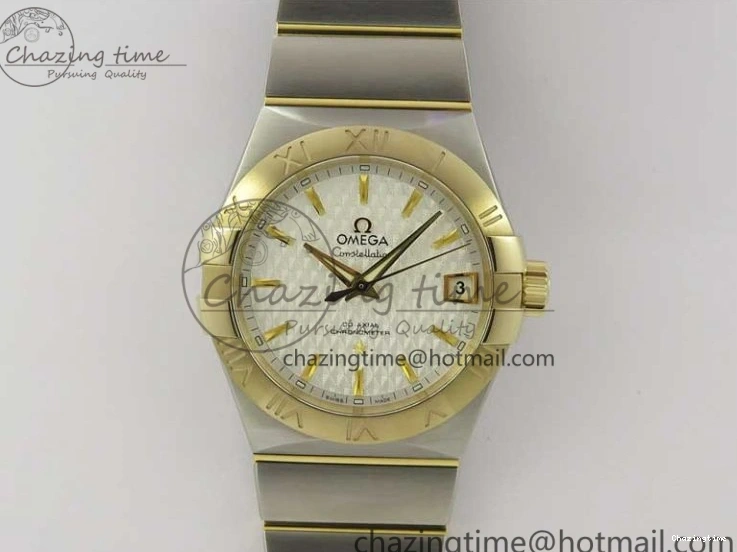 0303 Constellation 38mm SS YG VSF 1:1 Best Edition White Textured Dial on SS YG Bracelet A8500 Super Clone Upgraded 7922